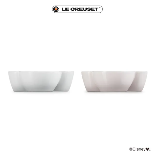 【Le Creuset】迪士尼米奇系列 瓷器迷你醬料碟2入組170ml(棉花白/貝殼粉)