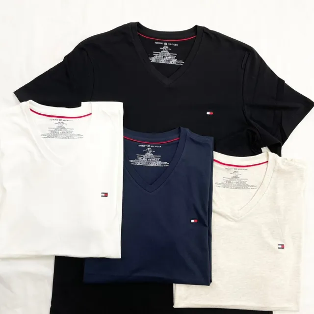 【Tommy Hilfiger】Tommy Hilfiger V領 短T 現貨 短袖 T恤 男生上衣 素t  湯米 短T  基本款(短袖 T恤9032)