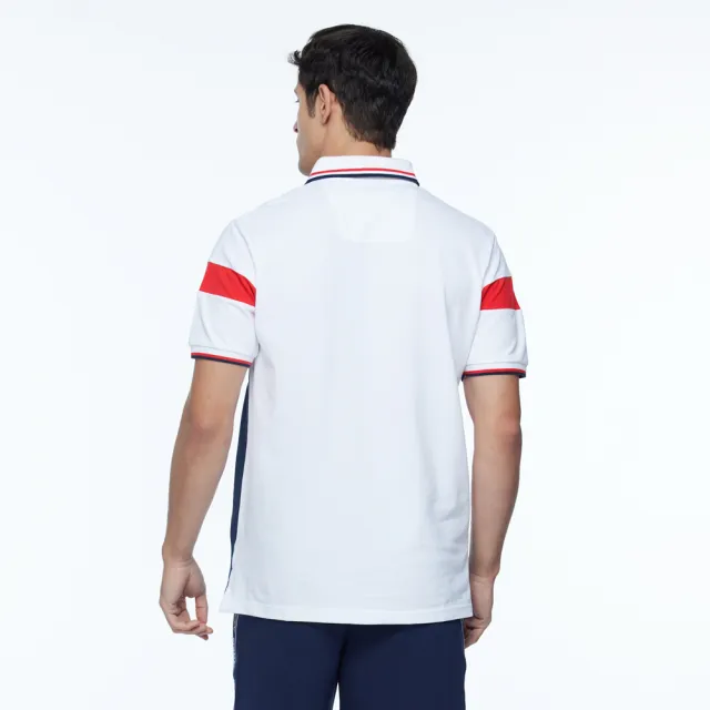 【NAUTICA】男裝 COMPETITION撞色拼接LOGO短袖POLO衫(白色)