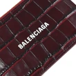 【Balenciaga 巴黎世家】簡約經典品牌LOGO鱷魚壓紋信用卡零錢包(酒紅)
