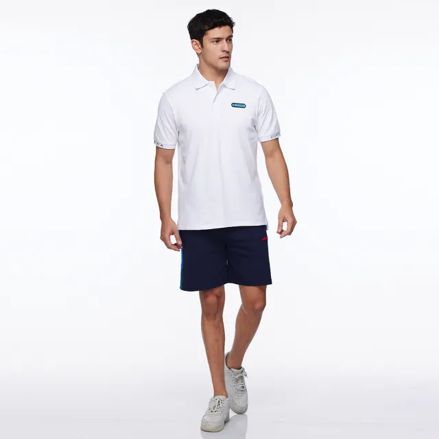 【NAUTICA】男裝 COMPETITION拼接造型LOGO運動短褲(深藍)