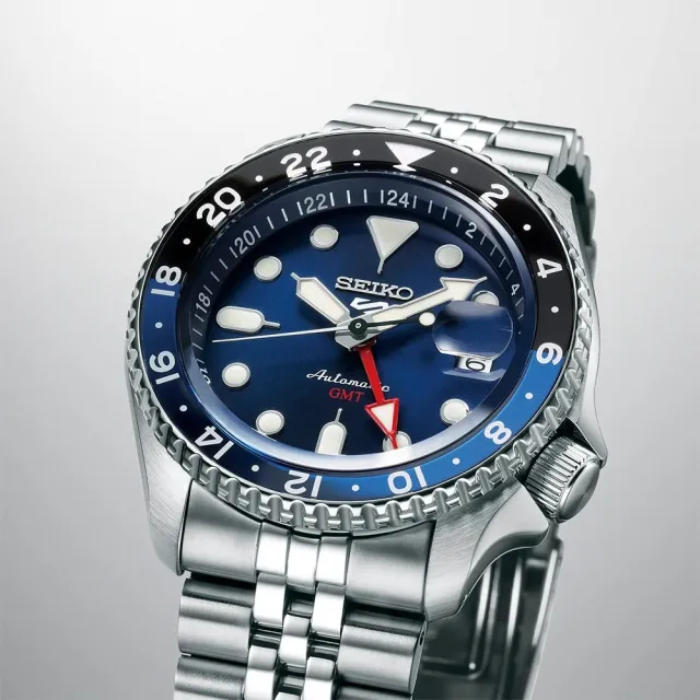 【SEIKO 精工】官方授權 男 5 Sports系列 GMT雙時區指針機械腕錶 錶徑42.5mm-SK008(SSK003K1)