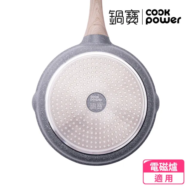 【CookPower 鍋寶】熔岩厚釜七層鑄造不沾鍋平底鍋28CM-IH/電磁爐適用(含可立式鍋蓋)