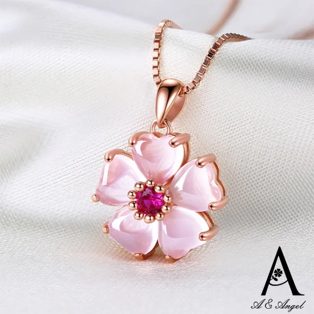 【ANGEL】愛戀櫻花粉晶電鍍玫瑰金項鍊(玫瑰金色)