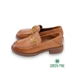 【GREEN PINE】全真皮擦色兩穿寬楦粗跟樂福鞋咖啡色(00338336)