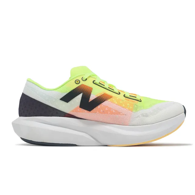 【NEW BALANCE】競速跑鞋 Fuelcell Rebel V4 2E 寬楦 男鞋 白 螢光綠 運動鞋 厚底 NB(MFCXLL4-2E)