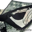 【AnnaSofia】領巾長圍巾-葉脈紋理織斜面 現貨(玫瑰黑綠系)
