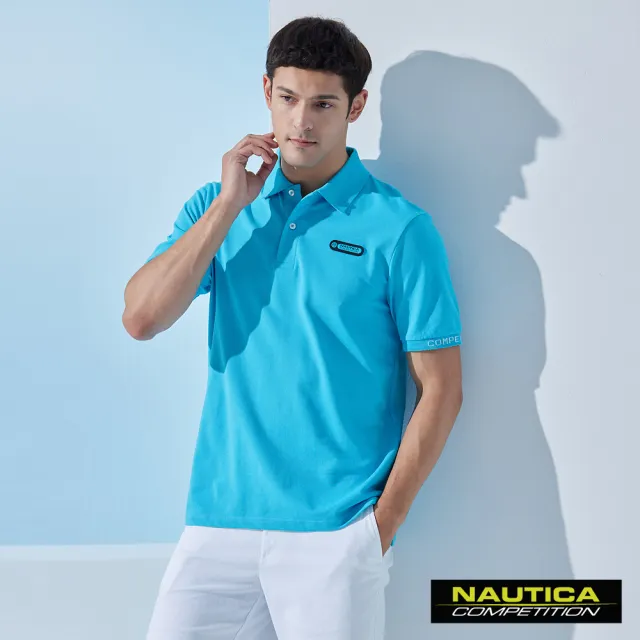 【NAUTICA】男裝 COMPETITION簡約素面短袖POLO衫(藍色)