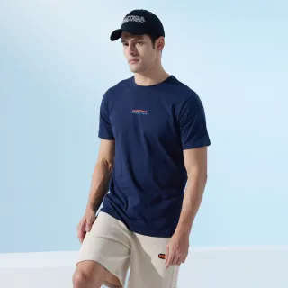 【NAUTICA】男裝 COMPETITION繽紛幾何LOGO設計短袖T恤(深藍)