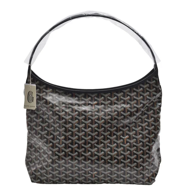 【GOYARD 高雅德】經典HOBO BAG系列印花防水帆布單肩背購物包(黑色)『entrupy安心購』