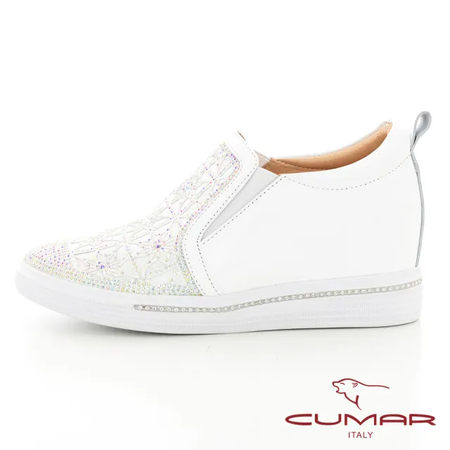【CUMAR】鏤空窗花感內增高懶人休閒鞋(白色)