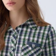 【ILEY 伊蕾】雙口袋剪接格紋襯衫上衣(綠色；M-2L；1241351502)