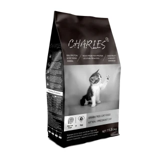【CHARLES 查爾斯】特惠組 無穀貓糧 幼母貓 5kg 送 聖馬利諾 貓用賦活肝精 30ml(幼貓 母貓 無穀飼料)