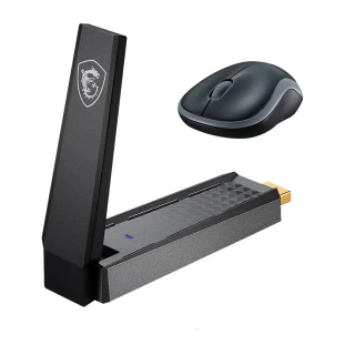 【MSI 微星】搭 羅技 無線滑鼠 ★ WiFi 6 雙頻 AX1800 USB 無線網路卡 (GUAX18)