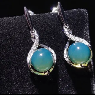 【勝弘珠寶】多明尼加藍珀時尚氣質耳環-9mm