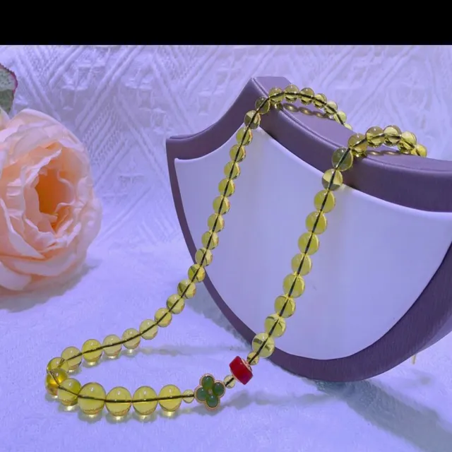 【勝弘珠寶】多明尼加藍珀配南紅碧玉塔鍊