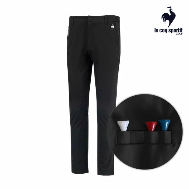 LE COQ SPORTIF 公雞 高爾夫系列 男款黑色質感舒適刺繡LOGO抗UV長褲 QGT8T801