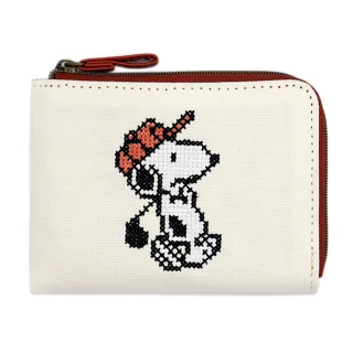 【Kamio】雙11 SNOOPY 史努比 L型票卡零錢包 車票夾 高爾夫 十字繡