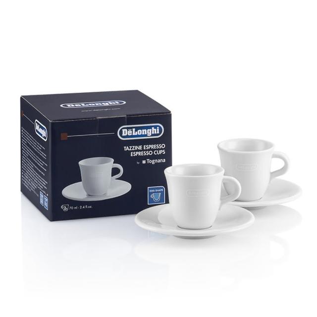 【Delonghi】咖啡杯盤組 70ml(2 入)