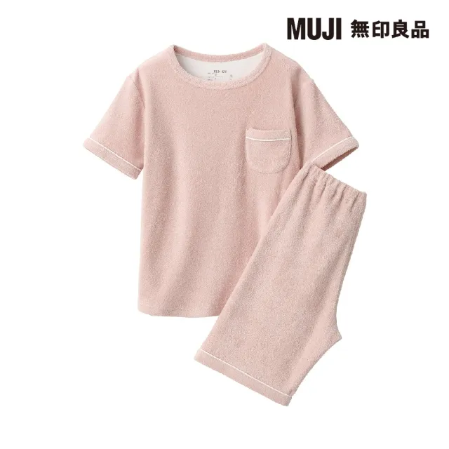 【MUJI 無印良品】兒童棉混雙面圈絨毛巾布短袖家居睡衣(共2色)