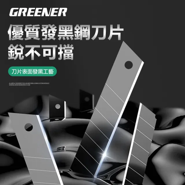 【GREENER】多功能重型美工刀 18mm工業用裁紙刀 2入組 贈刀刃10片(壁紙刀 開箱刀)