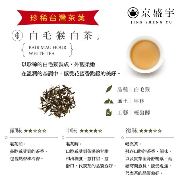 【京盛宇】珍稀白毛猴白茶-30g品味罐裝茶葉(白茶/100%台灣茶葉)