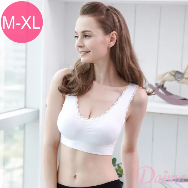 【Daima 黛瑪】3件組 無鋼圈 法式蕾絲內衣M-XL/美胸Bra T/運動內衣/內搭小背心(顏色隨機)