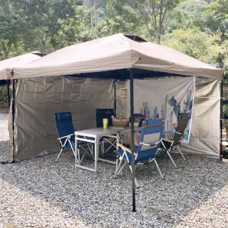 【LIFECODE】速搭黑膠客廳帳/炊事帳-沙色(附拉輪袋)