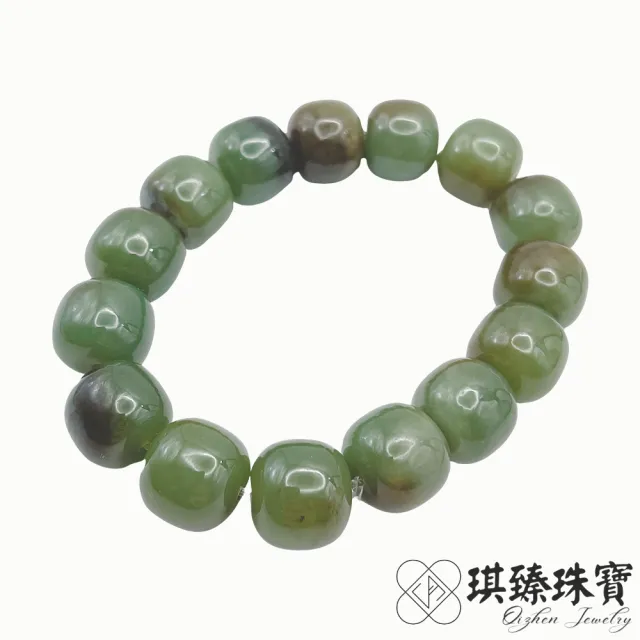 【琪臻珠寶】天然和田玉且末料老型珠手珠(14mm_老型珠手鍊_新疆且末青玉飄糖色_618狂歡節_限時搶購)