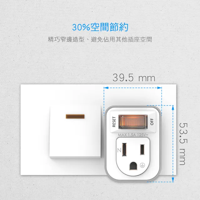 【DIKE】一切一插 三孔轉二孔 節電 安全加強型 台灣製小壁插(DAH711N)