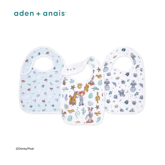 【aden+anais 官方直營】迪士尼經典圍兜3入/2款(玩具總動員/夢遊愛麗絲)