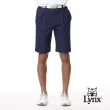 【Lynx Golf】男款日本進口面料環保素材抗UV涼感機能素面外觀後袋山貓繡花雙折休閒短褲(二色)