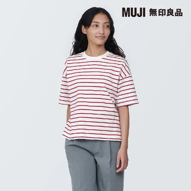 【MUJI 無印良品】女有機棉橫紋圓領短袖T恤(共8色)