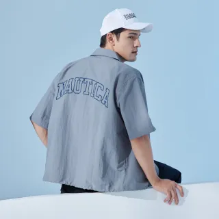 【NAUTICA】男裝 休閒時尚抗撕裂短袖襯衫(灰色)