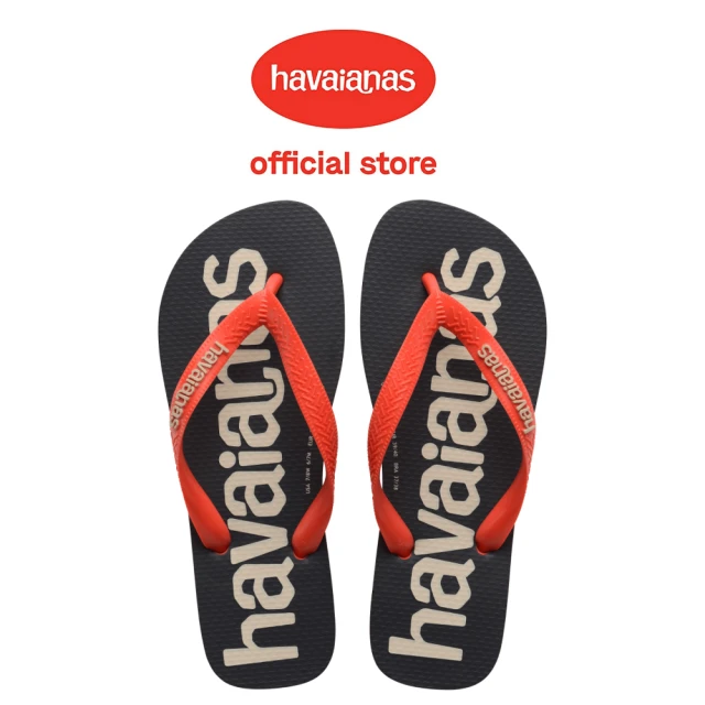 havaianas 哈瓦仕 拖鞋 男鞋 女鞋 夾腳拖 大LOGO Top Logomania 2 黑紅 4145741-5023U(哈瓦士)