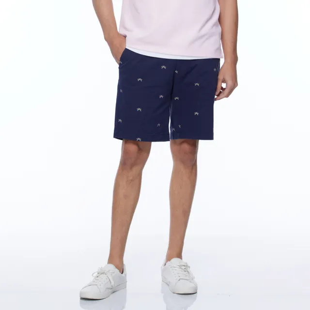 【NAUTICA】男裝 滿版船槳圖騰印花休閒短褲(深藍)
