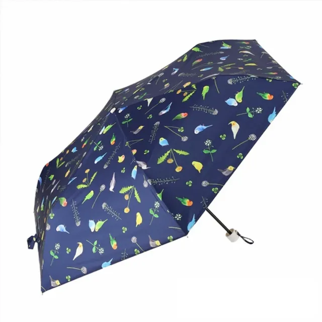 nifty colors】繽紛鳥鳴玻璃纖維折疊傘/藍(輕量折疊傘、抗UV遮陽傘 