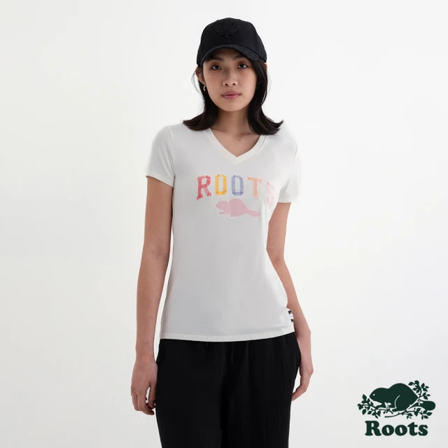 Roots Roots 女裝- COLOURFUL ROOTS修身短袖T恤(白色)