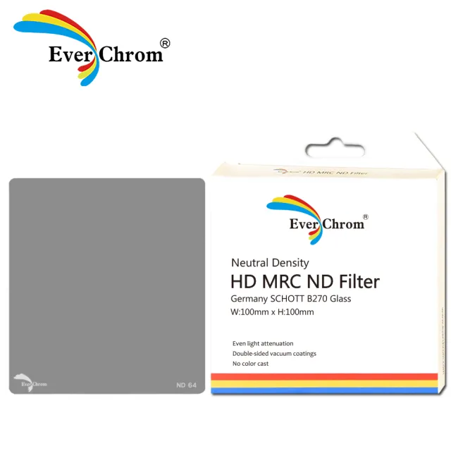 【EverChrom 彩宣】ND64方形專用減光鏡―內附磁鐵框100x100mm 市價1050元
