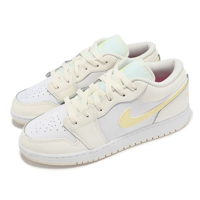 NIKE 耐吉NIKE 耐吉 休閒鞋 Air Jordan 1 Low GS 大童 女鞋 白 鵝黃 AJ1(FV8486-181)