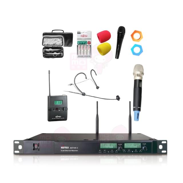 【MIPRO】ACT-589(配1手握式+1頭戴式 無線麥克風 雙頻道自動選訊/MU90音頭 52H管身)