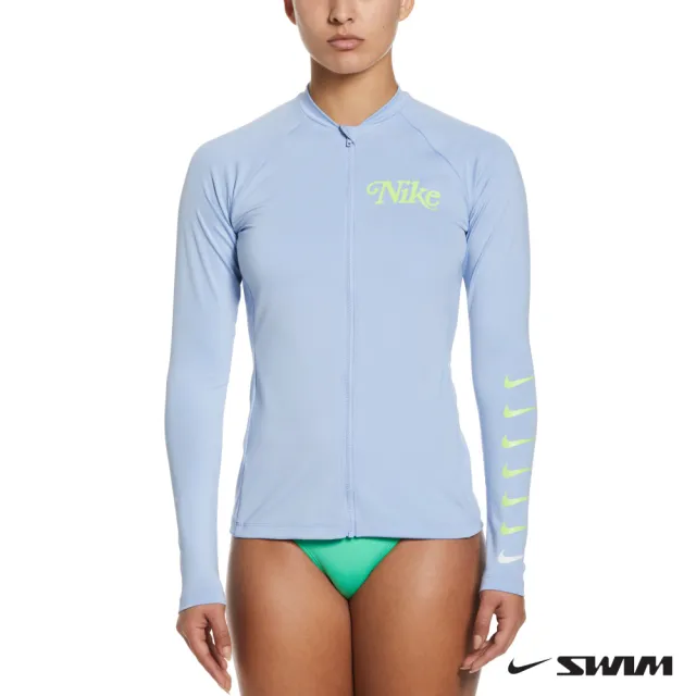 【NIKE 耐吉】SWIM 上衣 女 長袖上衣 長袖防曬衣 女泳裝 運動 水藍 NESSD356-451