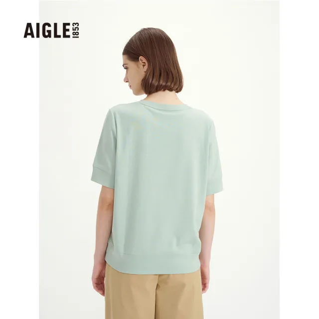 【AIGLE】女 抗UV快乾短袖T恤AG-3P272A117 灰綠(女裝 抗UVT恤 快乾短袖T恤)