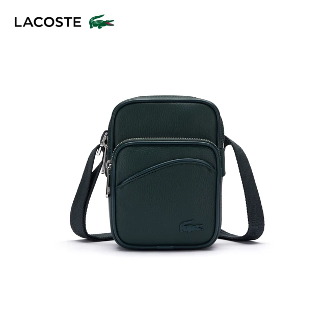 LACOSTE 包款-Angy粒面皮革肩背包(墨綠色)