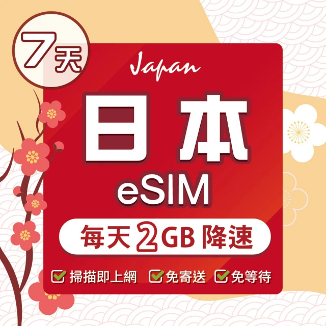 【環亞電訊】eSIM日本全網通7天每天2GB(日本網卡 docomo Softbank 日本 網卡 沖繩 大阪 北海道 東京 eSIM)