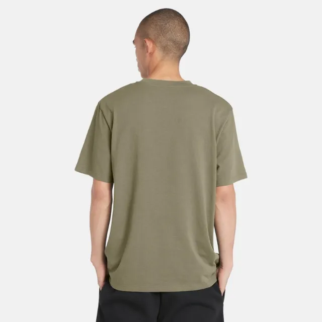 【Timberland】男款灰綠色短袖休閒T恤(A42P5590)