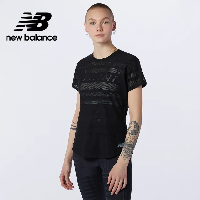 【NEW BALANCE】NB 運動短袖上衣_女裝_黑色_AWT13277BK(亞版 版型正常)