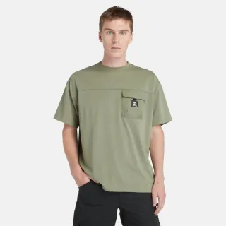 【Timberland】男款灰綠色 Outlast 恆溫科技短袖T恤(A5UMU590)