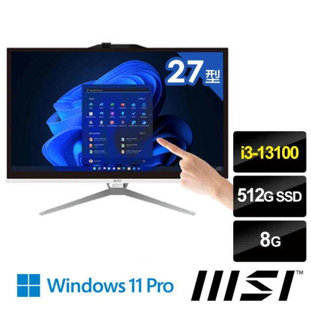 【MSI 微星】22型 i3 AIO液晶觸控電腦(PRO AP222T 13M-223TW/i3-13100/8G/512G SSD/W11Pro)