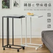 金屬款工業風簡約床邊桌 附輪 可移動 ㄈ型桌 筆電桌